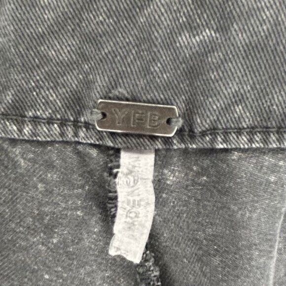 YFB Pants Buttery Soft Wrap Tie Front Black Gray Womens Sz M retro 90s Y2K Baggy - Picture 3 of 8